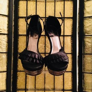 Bertinni Black Satin Platform stilettos